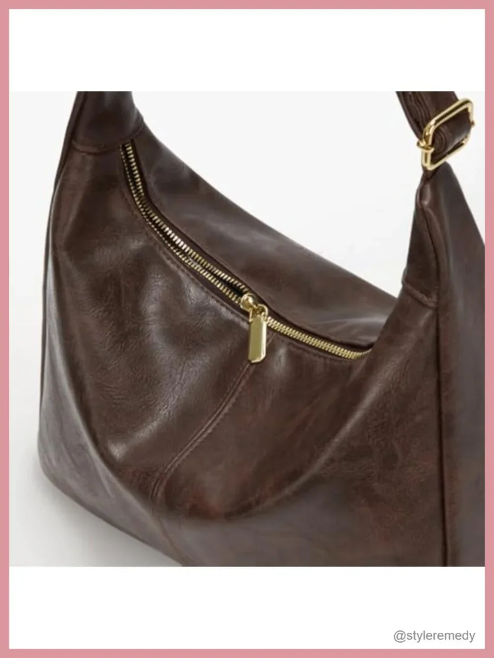 Women's Slouchy Hobo Bag Faux Leather Shoulder Purse with Zipper